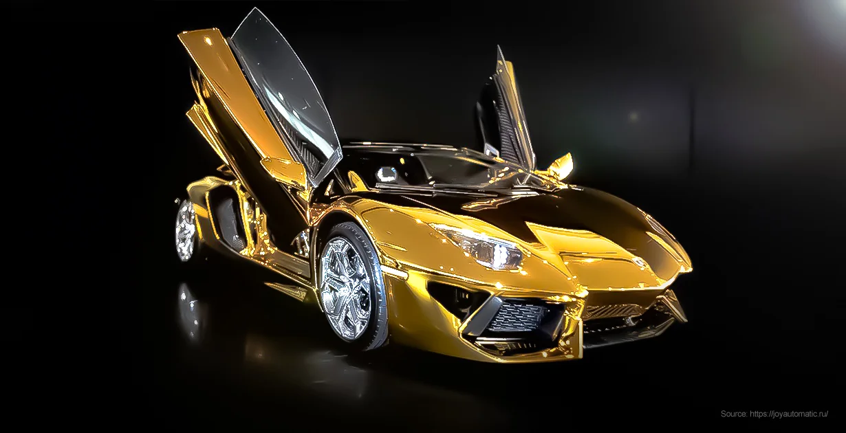 Lamborghini dorado: vale millones de dólares y cabe sobre la mesa