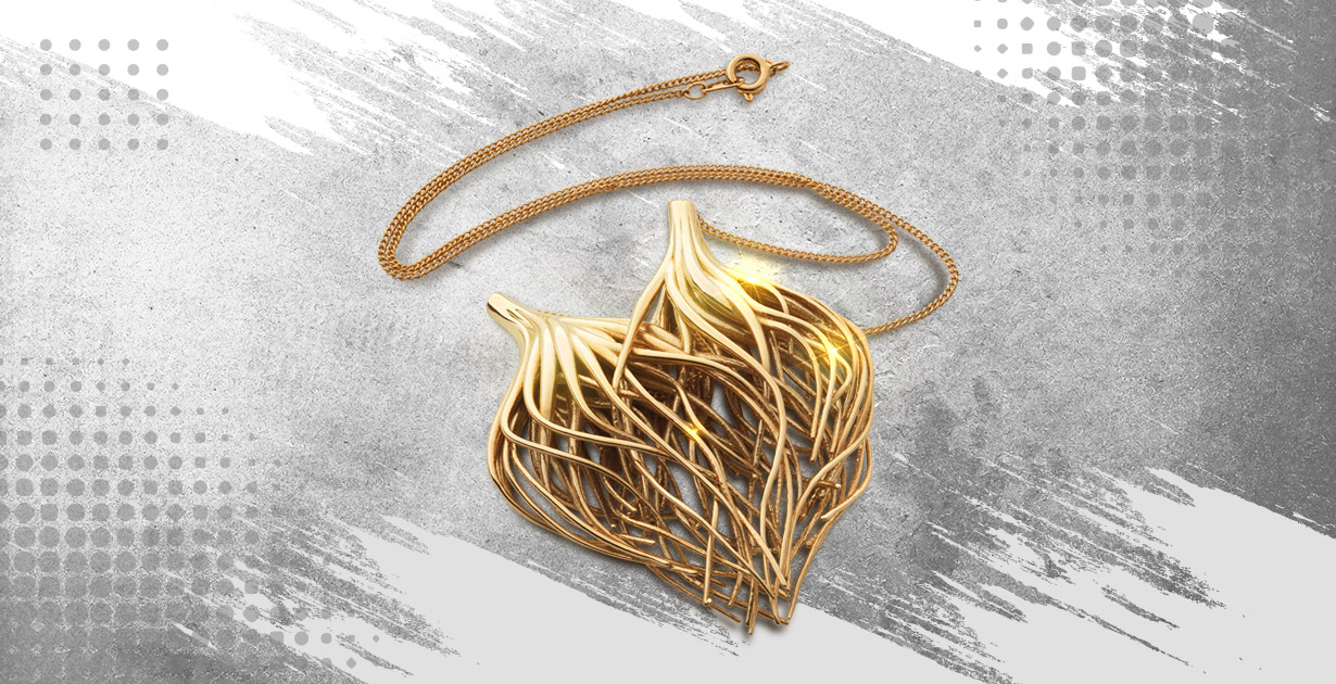 Gold jewelry made with 3D printer